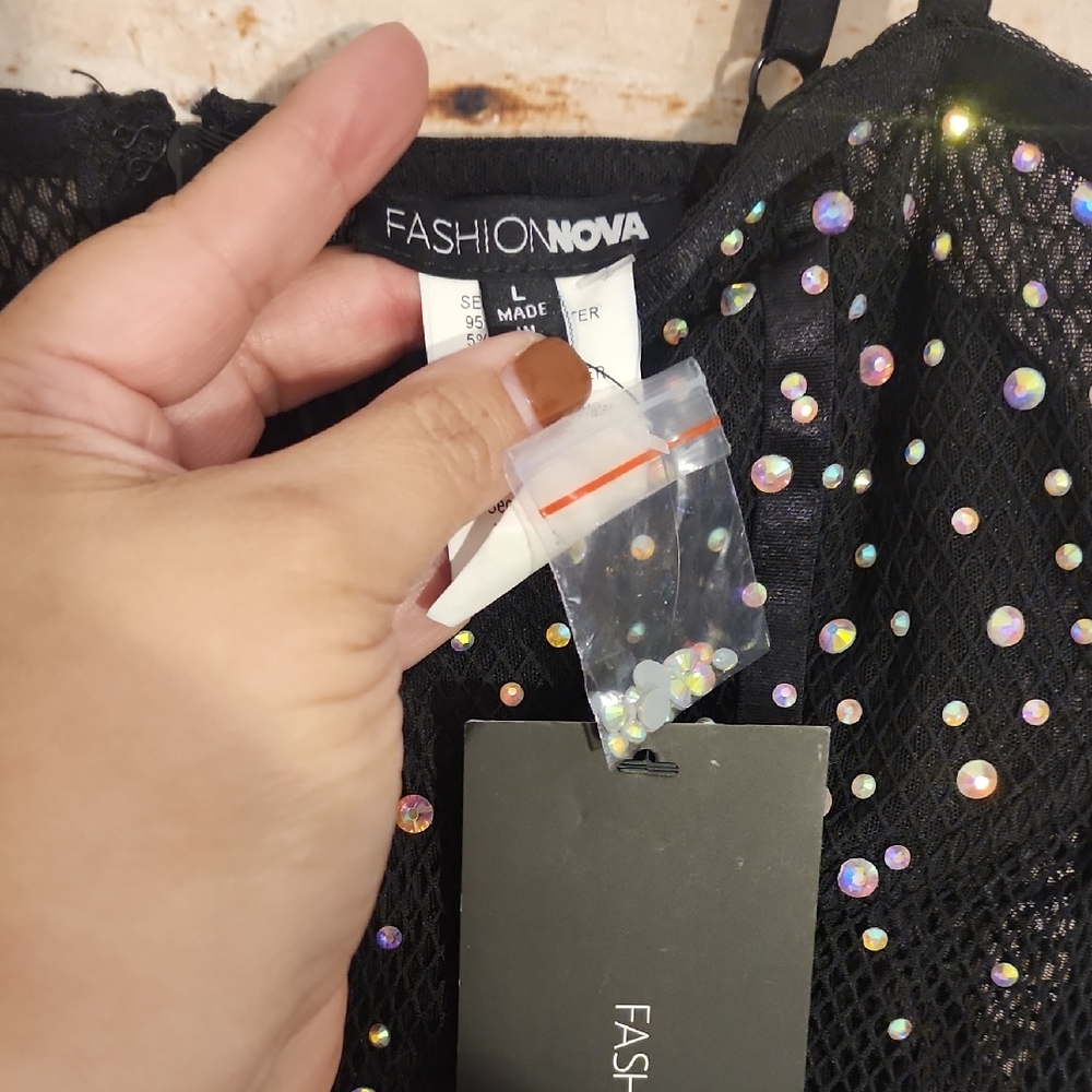 Fashion Nova Black Mini Dress with Colorful Sequins - Picture 2 of 8